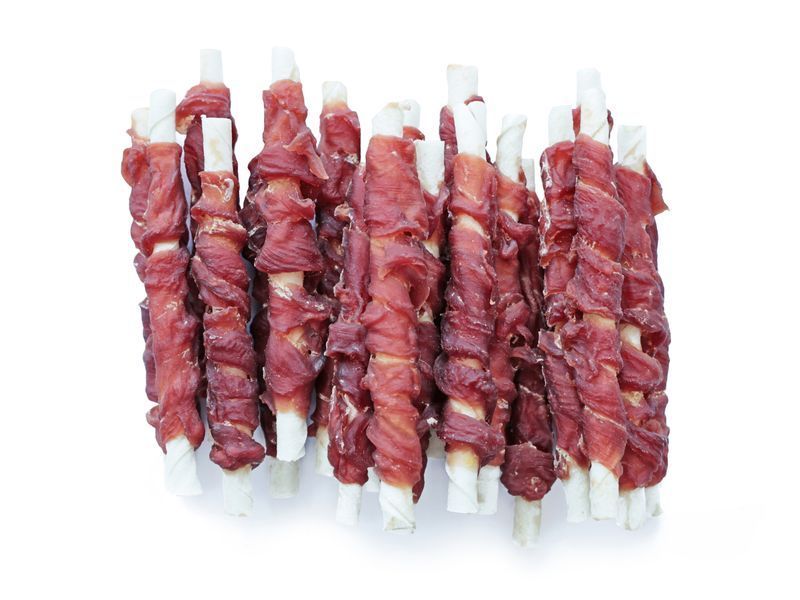 Przysmaki ТМ Animor&eacute; dla zwierząt kaczka owinięta wok&oacute;ł bielonego patyka ze sk&oacute;ry surowej 5 cali 500 g