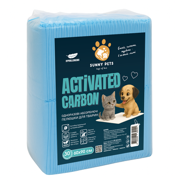 Пелюшки ТМ SunnyPets одноразові для тварин CARBON ACTIVATED 60&times;90 см 30 шт SPAC609030 фото