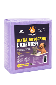 Пелюшки ТМ SunnyPets одноразові для тварин ULTRA ABSORBENT LAVENDER 60&times;60 см 10 шт SPUAL606010 фото