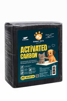 Пелюшки ТМ SunnyPets одноразові для тварин ACTIVATED CARBON 60&times;60 см 30 шт SPAC606030B фото