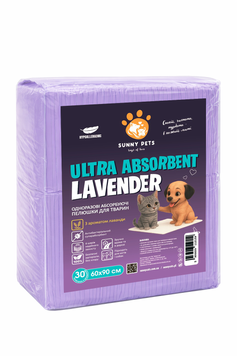 Пелюшки ТМ SunnyPets одноразові для тварин ULTRA ABSORBENT LAVENDER 90&times;60 см 30 шт SPUAL906030 фото