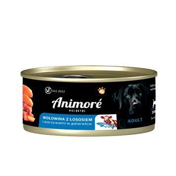 Корм ТМ Animor&eacute; для собак повнораціонний яловичина з шматочками лосося та овочами в желе 85 г ANDVS085 фото
