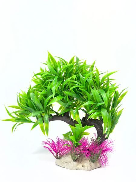 Рослина TM Sunny Pets штучна акваріумна зелено-рожева 26*9*25см Art.- 001557 фото